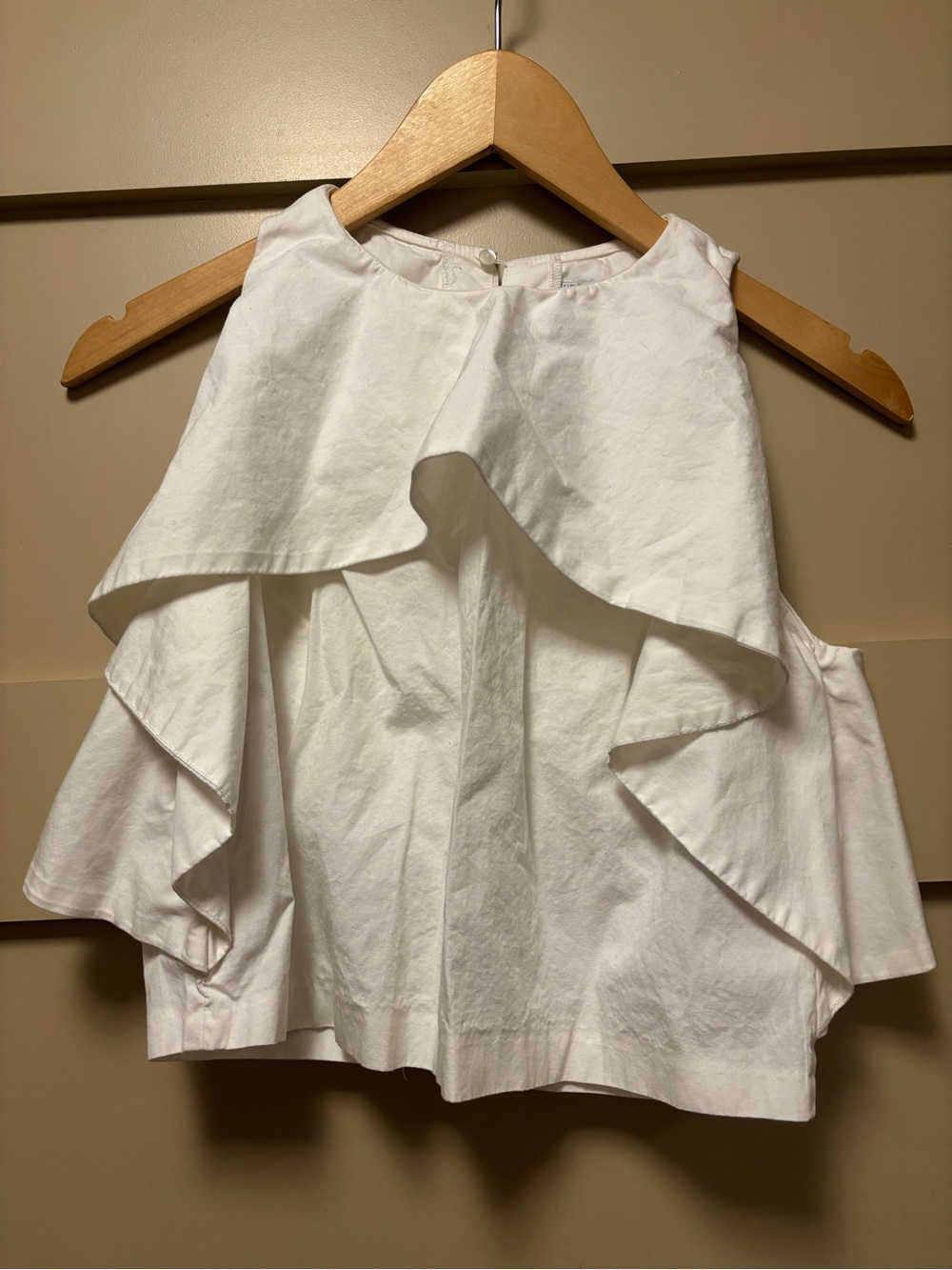TRAFALUC Crop Sleeveless Cotton Crop Top Ruffle Accent Back Slit A-Line Blouse